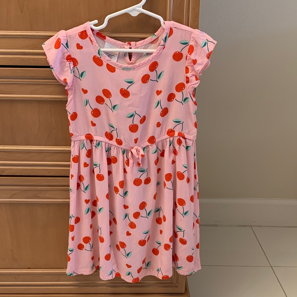 Wonderkids Pink Dress with Cherry Pattern